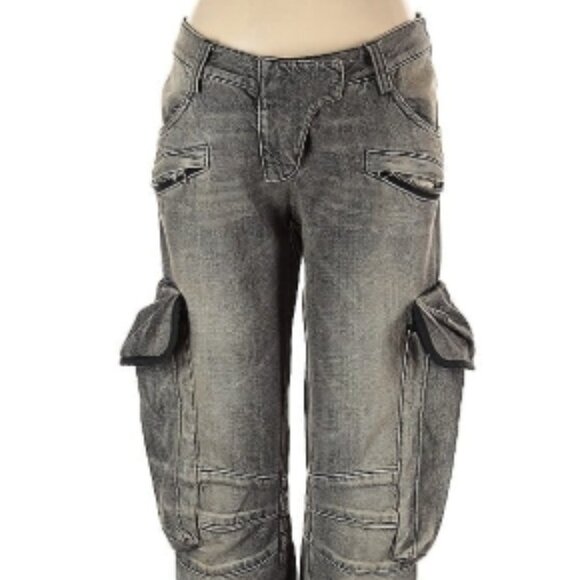 BALMAIN PARIS Black cotton jeans oversized pockets, buckle detail, EU 40 / US 8 - Picture 3 of 13